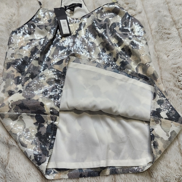 Tank top floral print Sequins Cream and grey colors Size XS BANANA REPUBLIC NWT - Picture 8 of 16